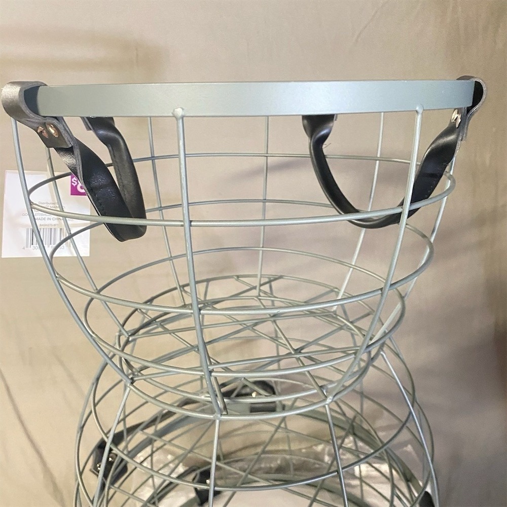Mainstays Large Round Gray Wire Storage Basket with Black Handles - Picture 3 of 3